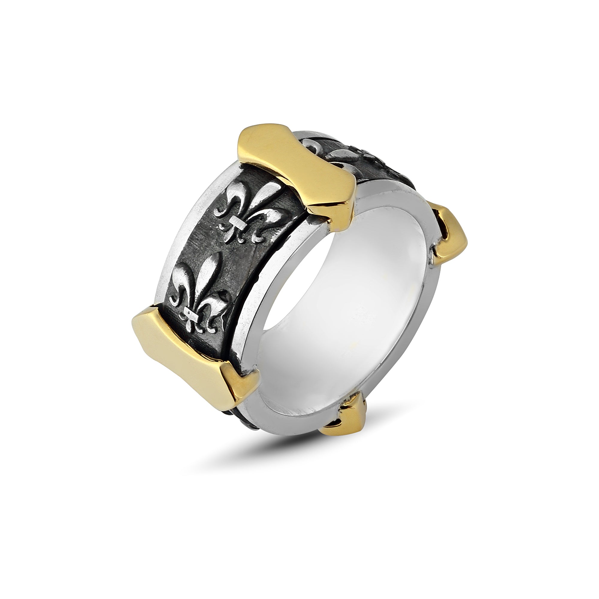 Fleur de Lis Arc Shield 18K Sterling Silver in Sterling Silver & 18K Gold
