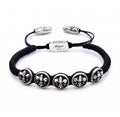 Fleur de Lis Circular Snake Macrame Bracelet in Sterling Silver