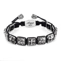 Fleur de Lis Engraved Macrame Bracelet in Sterling Silver
