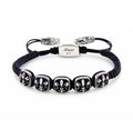 Fleur de Lis Rds Snake Macrame Bracelet in Sterling Silver