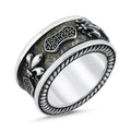 Fleur de Lis Rolling Zircon Ring in Sterling Silver