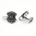 Floral Shield Octagon Zircon Cufflinks in Sterling Silver