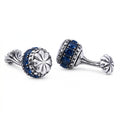 Flt Sphere Zircon Floral Cap Cufflinks in Sterling Silver