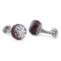 Flt Sphere Zircon Floral Cap Cufflinks in Sterling Silver