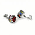 Flt Sphere Zircon Cufflinks in Sterling Silver