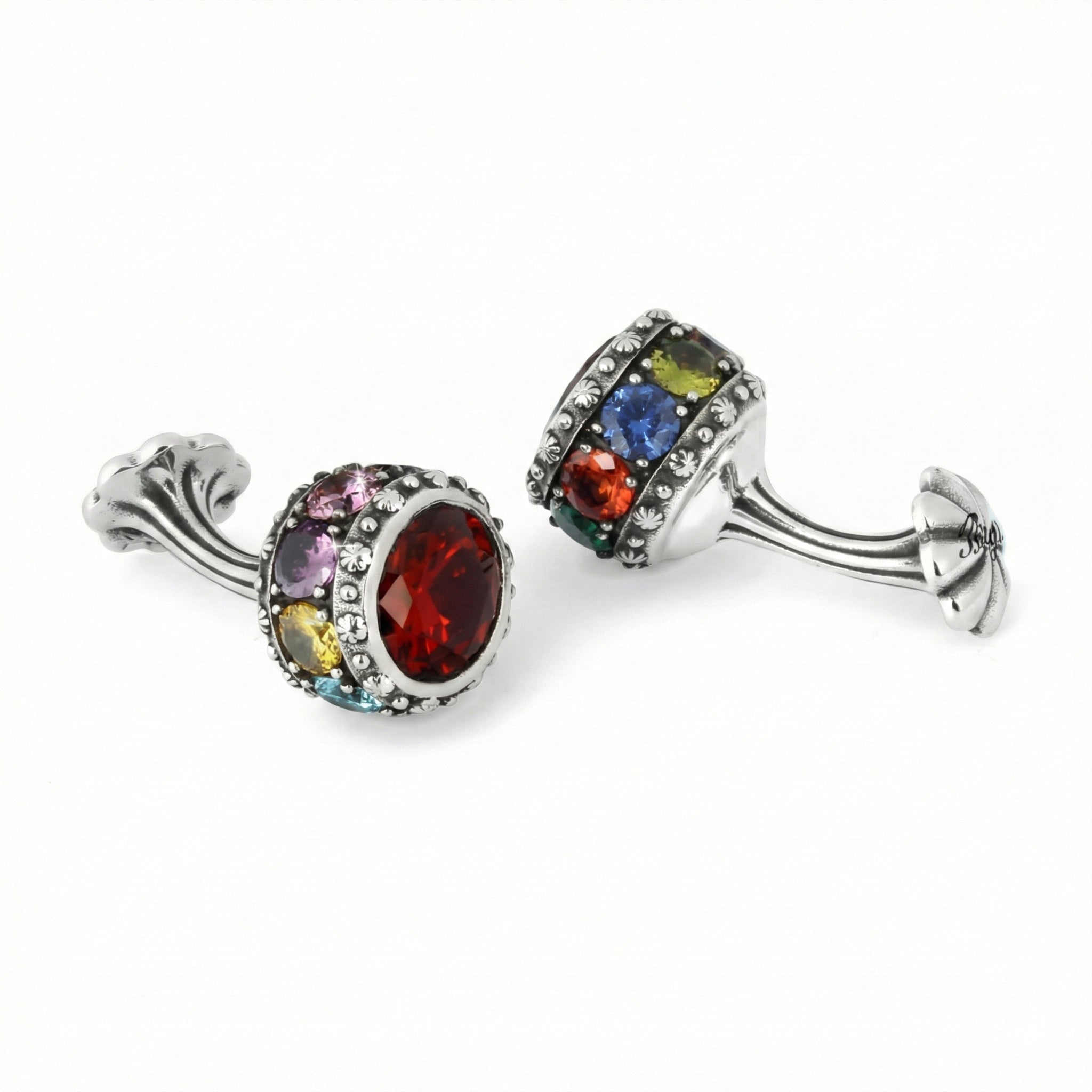Flt Sphere Zircon Cufflinks in Sterling Silver