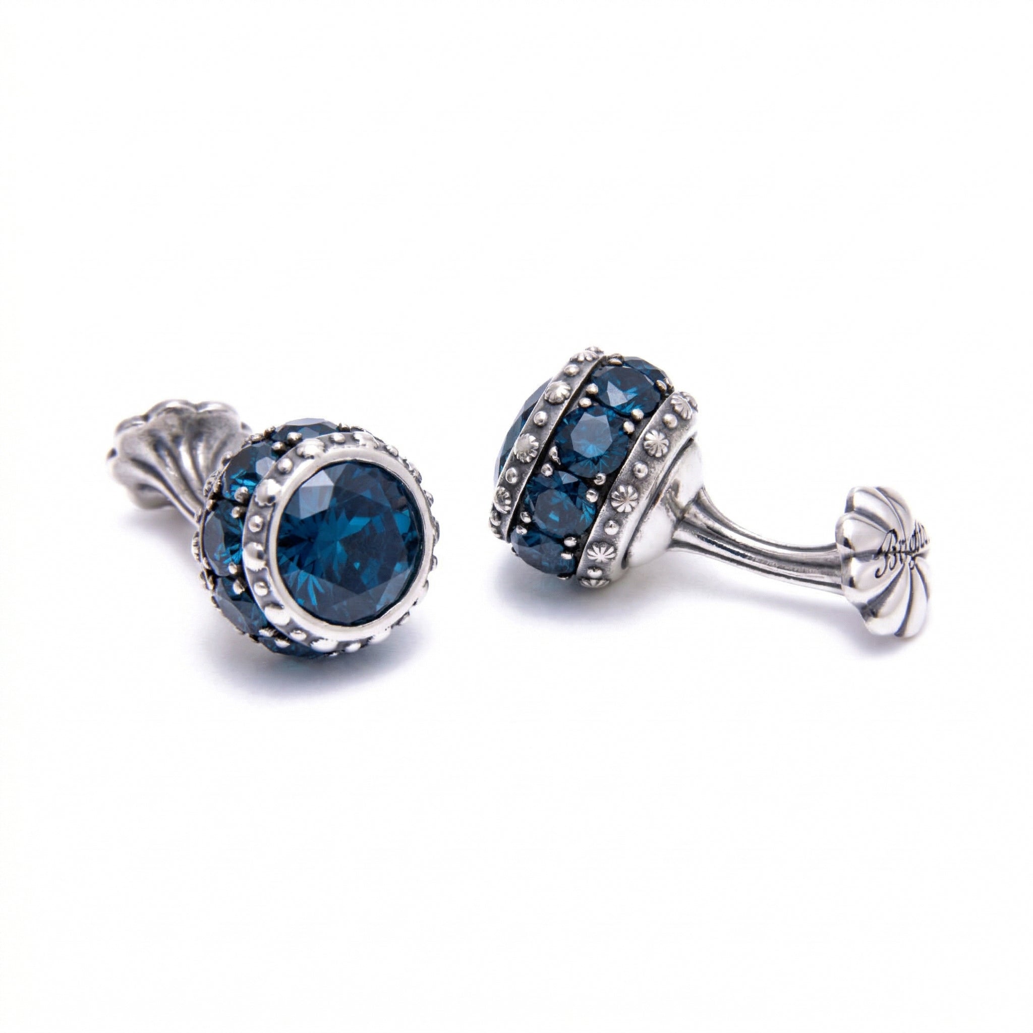 Flt Sphere Zircon Cufflinks in Sterling Silver