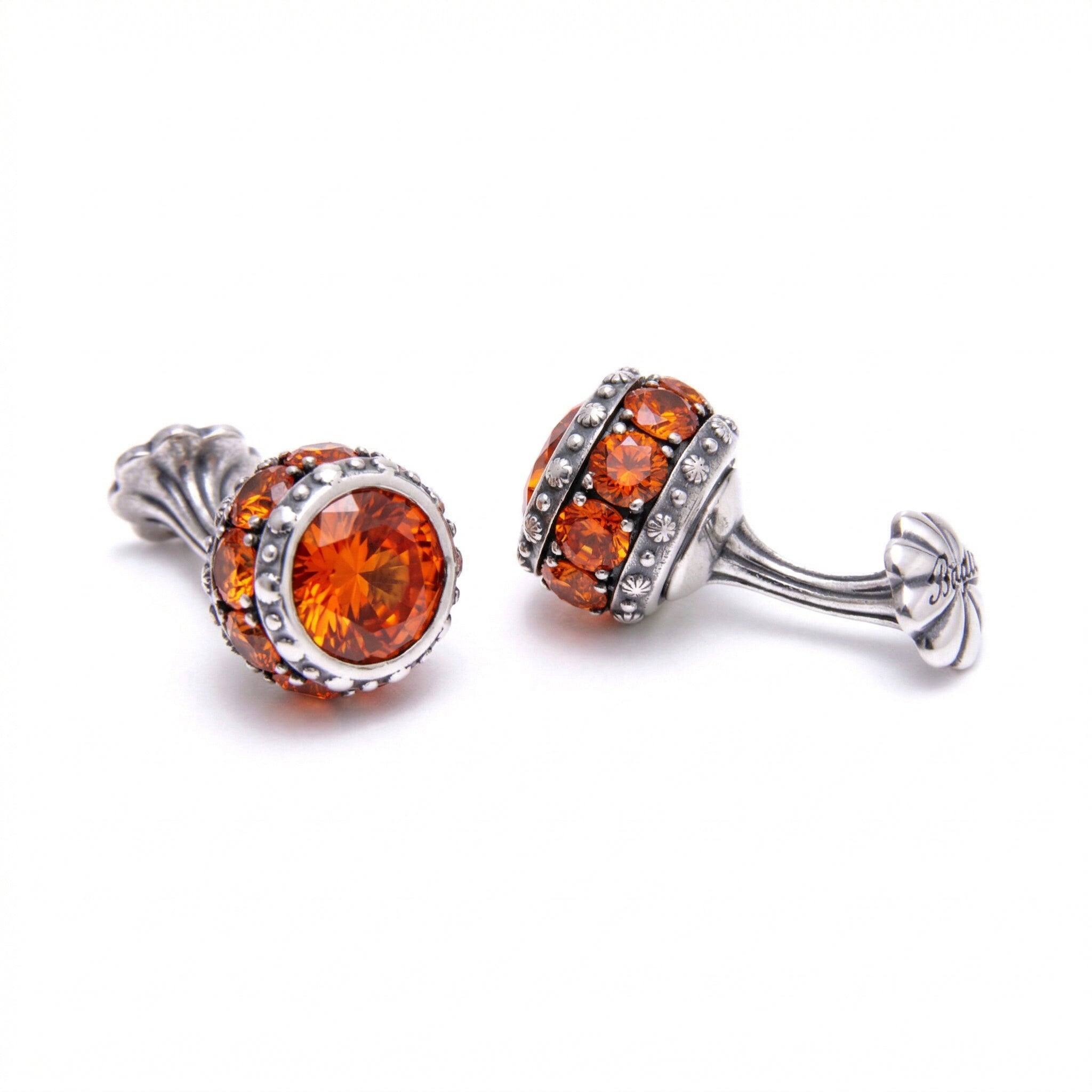 Flt Sphere Zircon Cufflinks in Sterling Silver