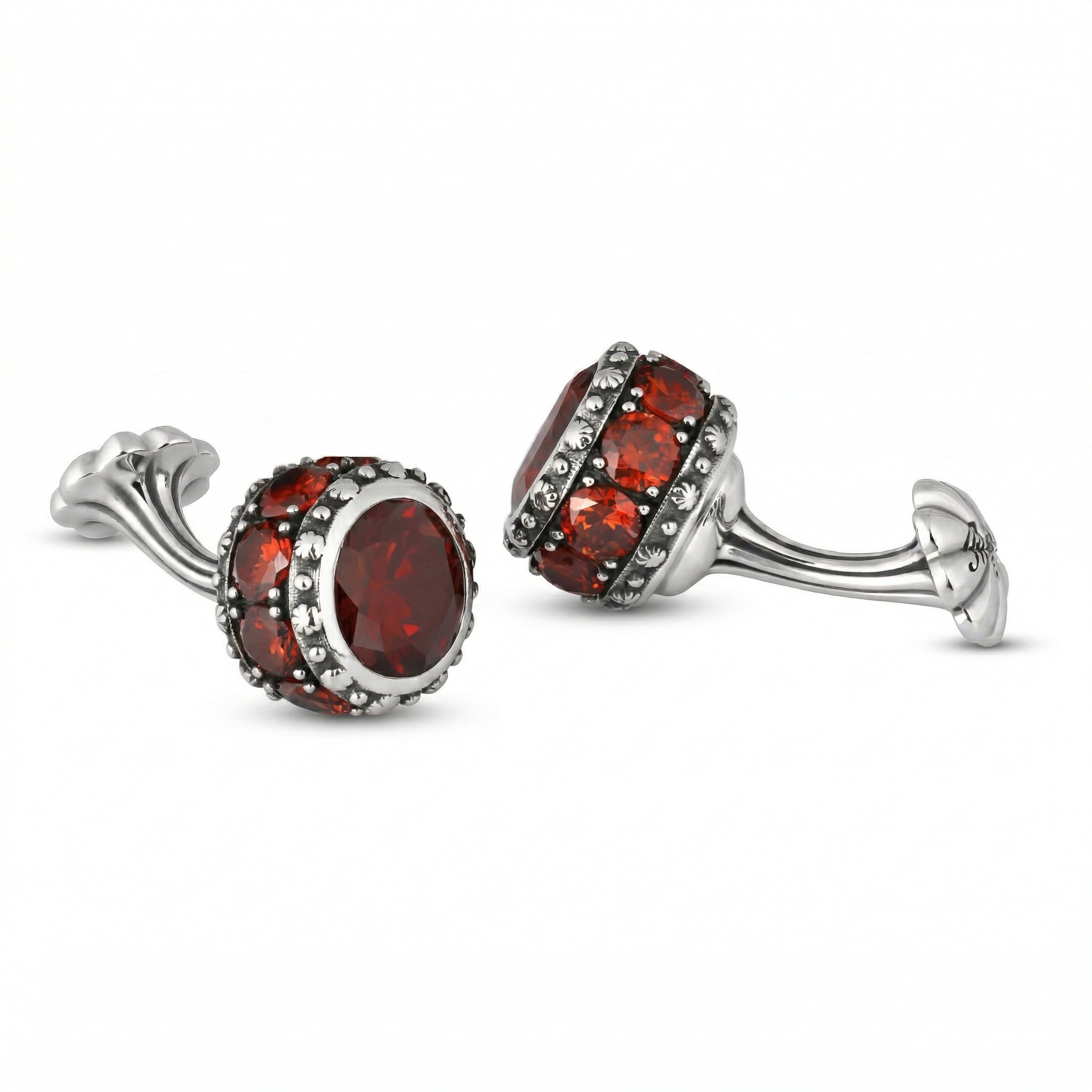 Flt Sphere Zircon Cufflinks in Sterling Silver