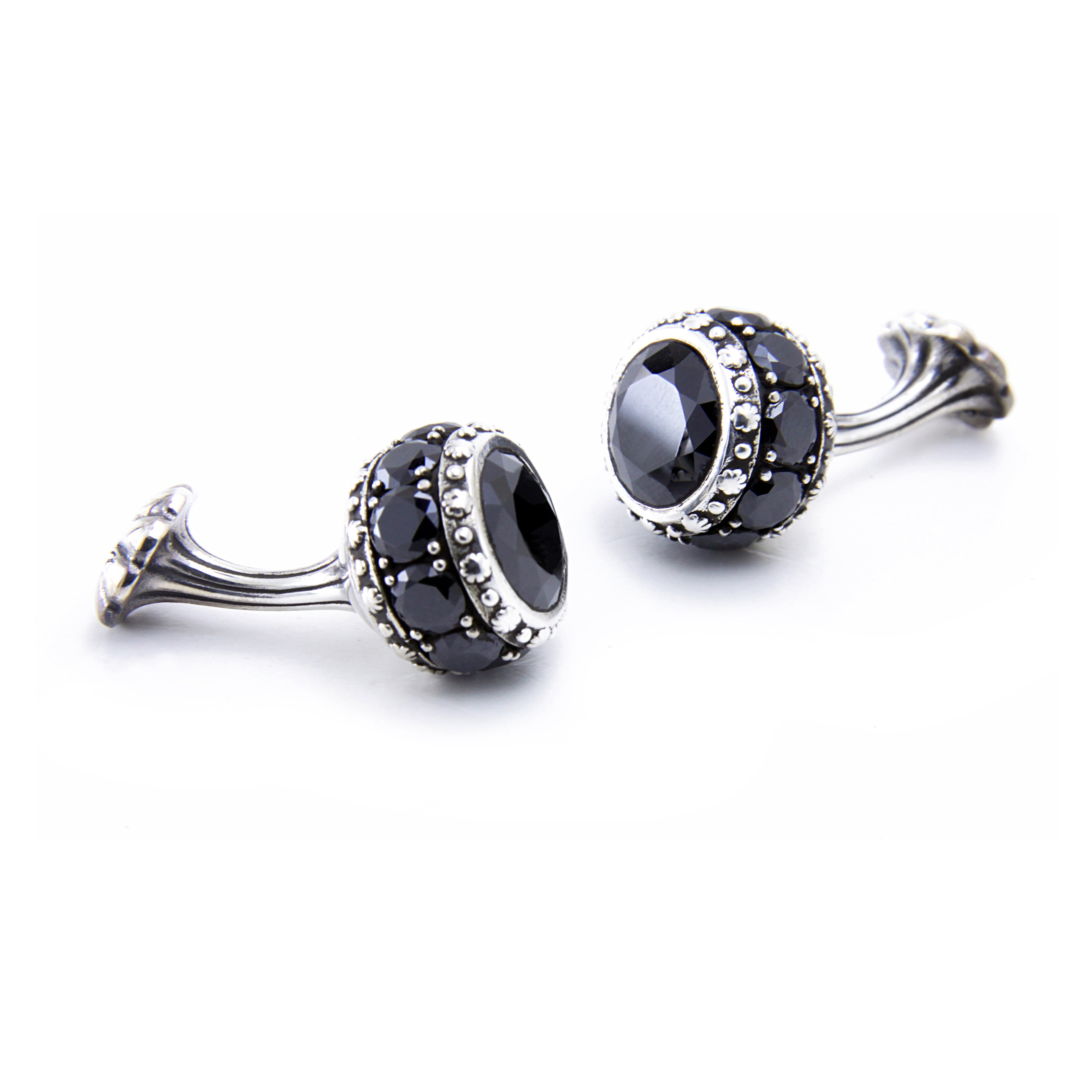 Flt Sphere Zircon Cufflinks in Sterling Silver
