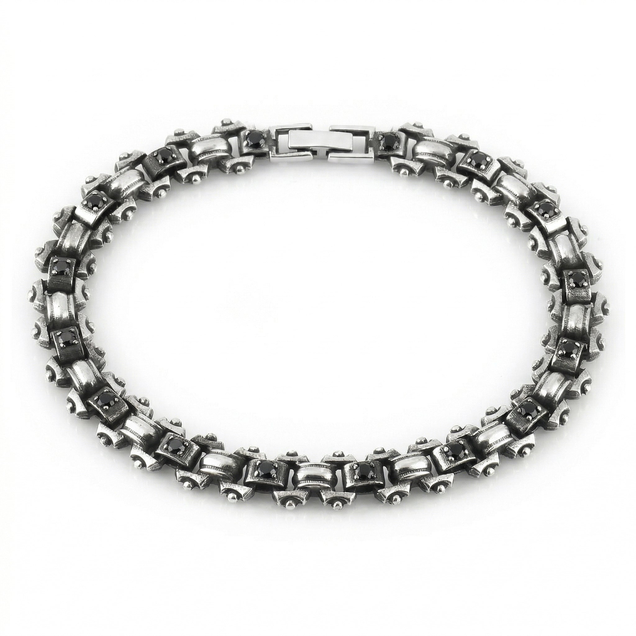Fry Antique Chain Zircon Bracelet in Sterling Silver