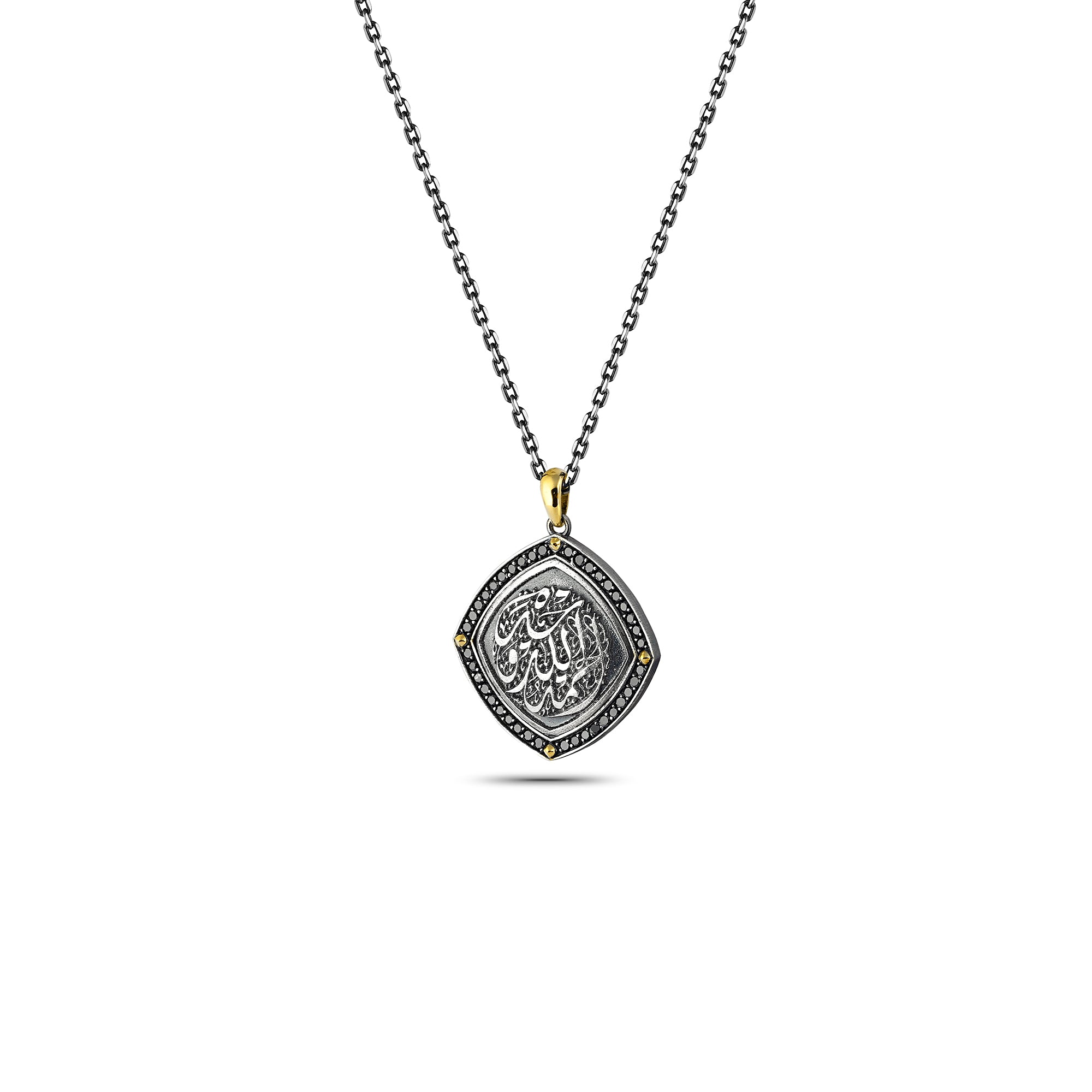 God Curved Square 14K Sterling Silver in Sterling Silver & 14K Gold