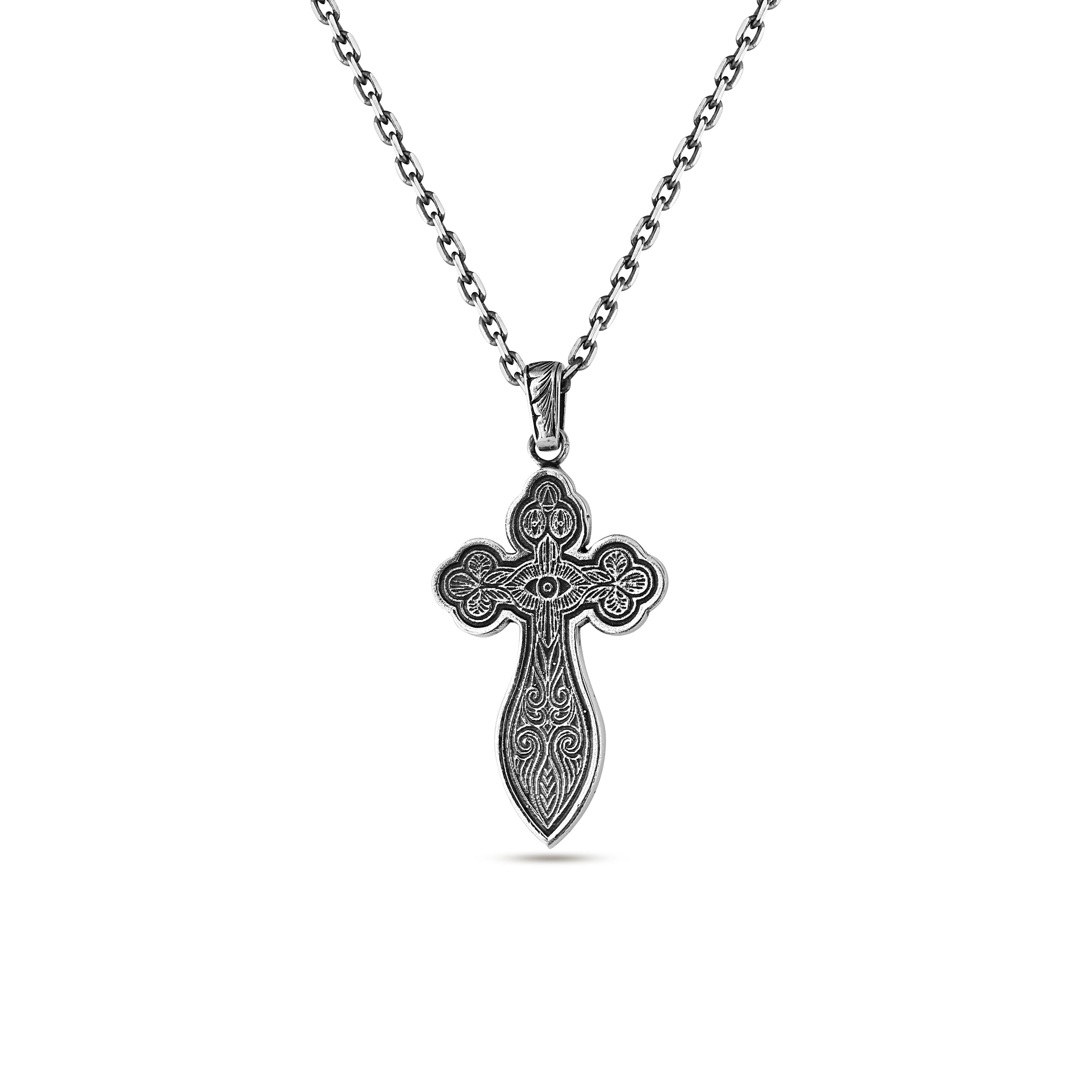 Heaven's Eye Cross Necklace in Sterling Silver