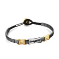 Hematite 14K Lion Black Diamond Silver Disc in 14K Gold