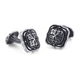 Square Radius Engraved Cufflinks in Sterling Silver
