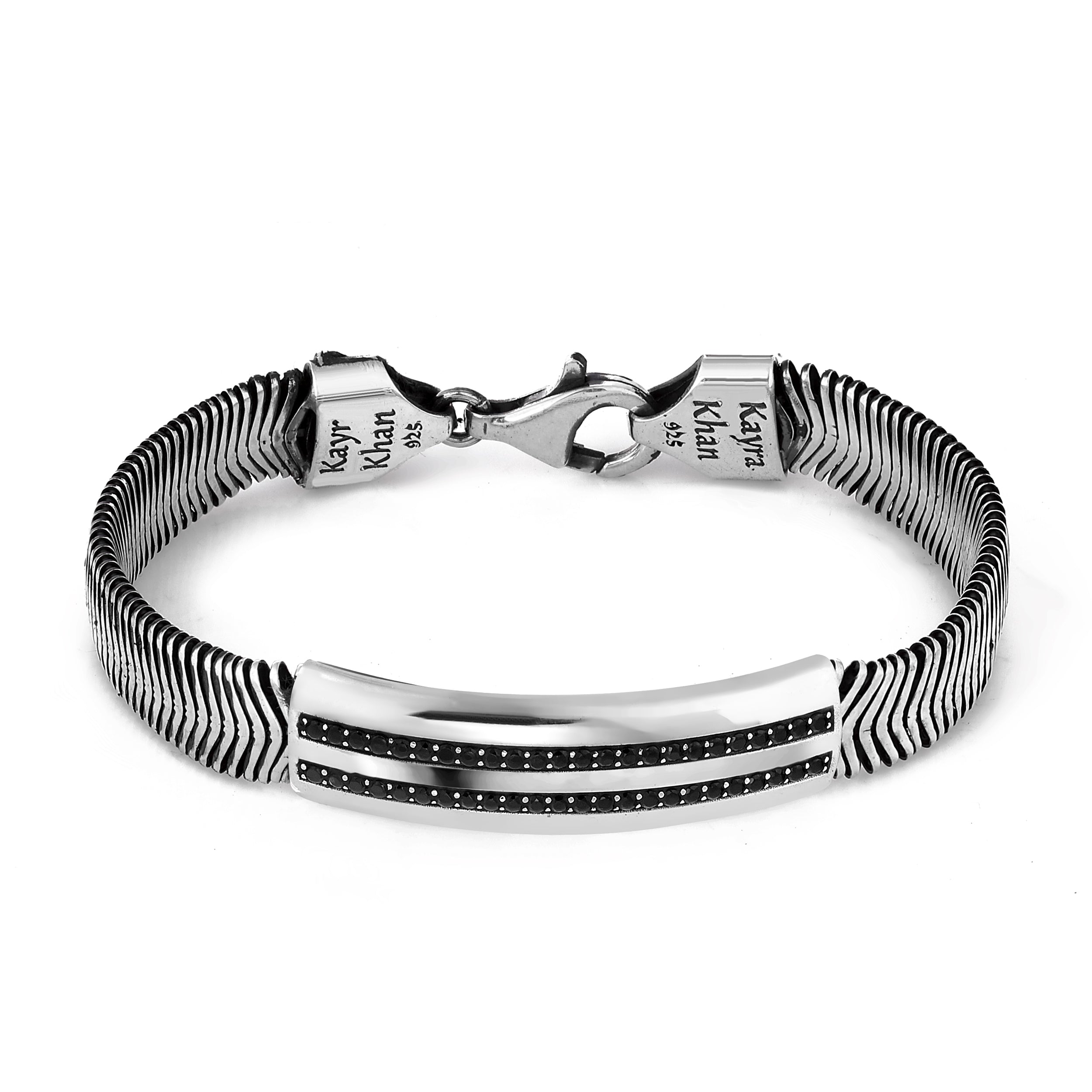 Italian Flat Snake Zircon Bracelet in Sterling Silver