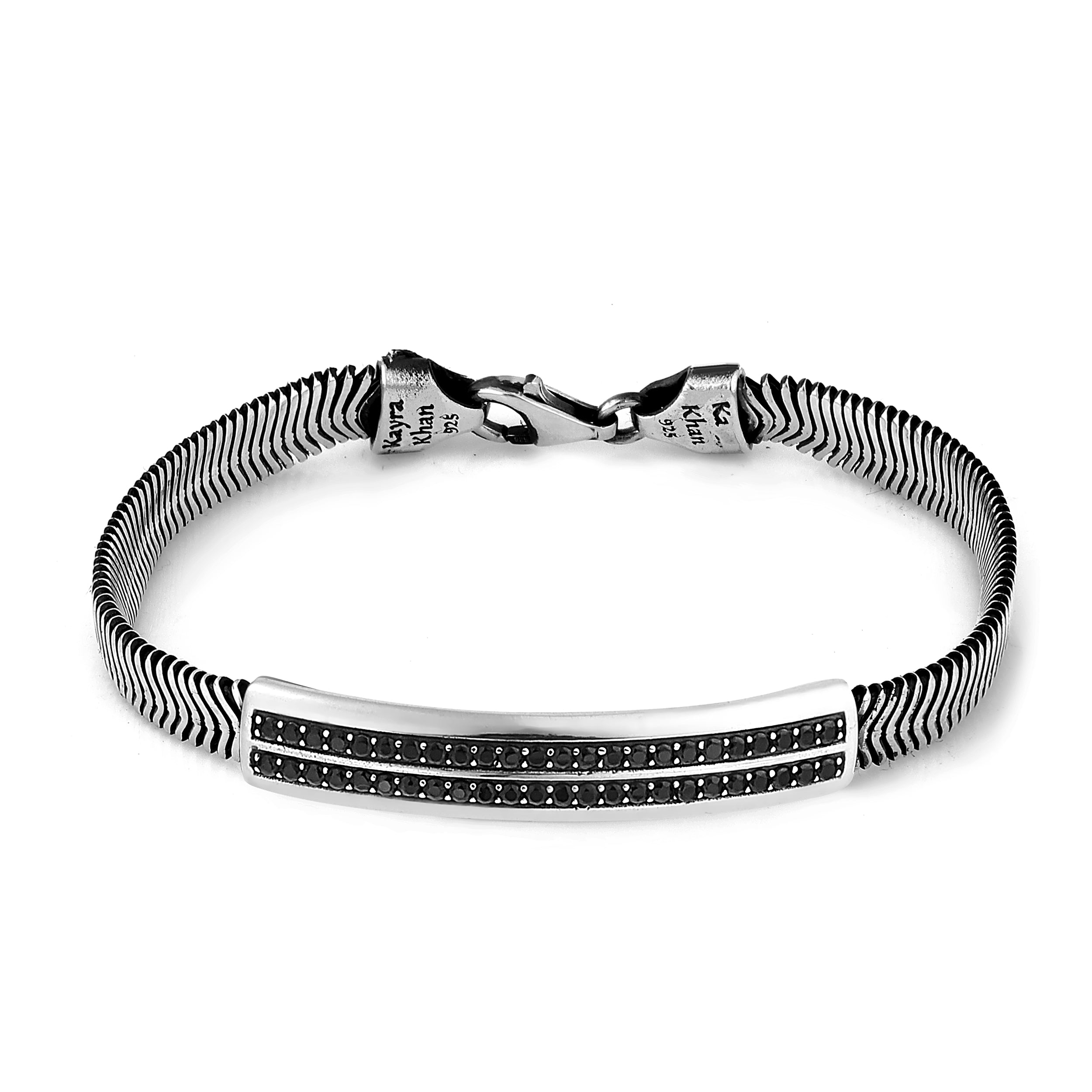 Italian Flat Snake Zircon Bracelet in Sterling Silver