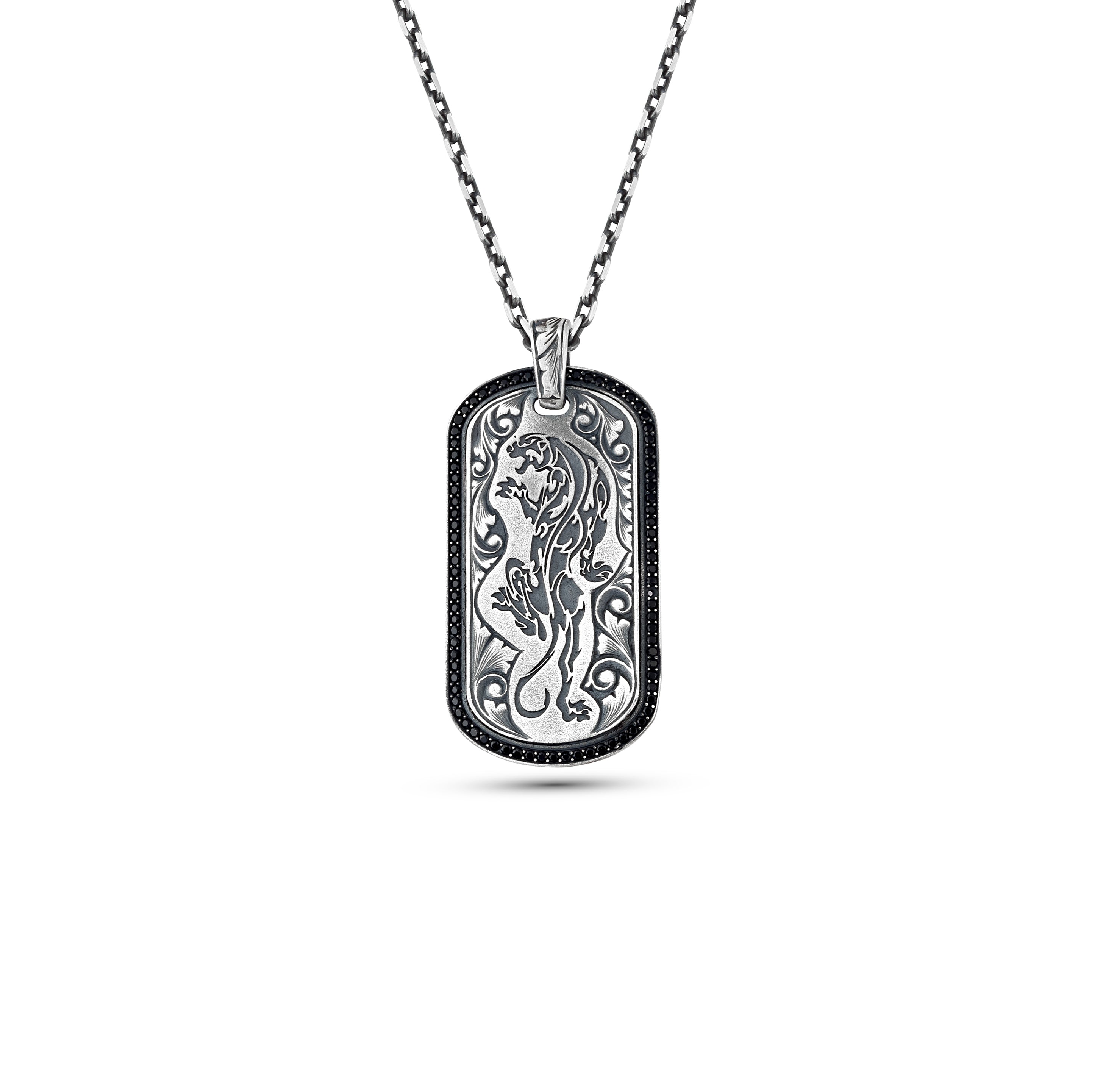Jaguar Zircon Necklace in Sterling Silver