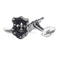 Knight Fleur de Lis Shield Cufflinks in Sterling Silver