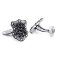 Knight Shield Pave Zircon Cufflinks in Sterling Silver