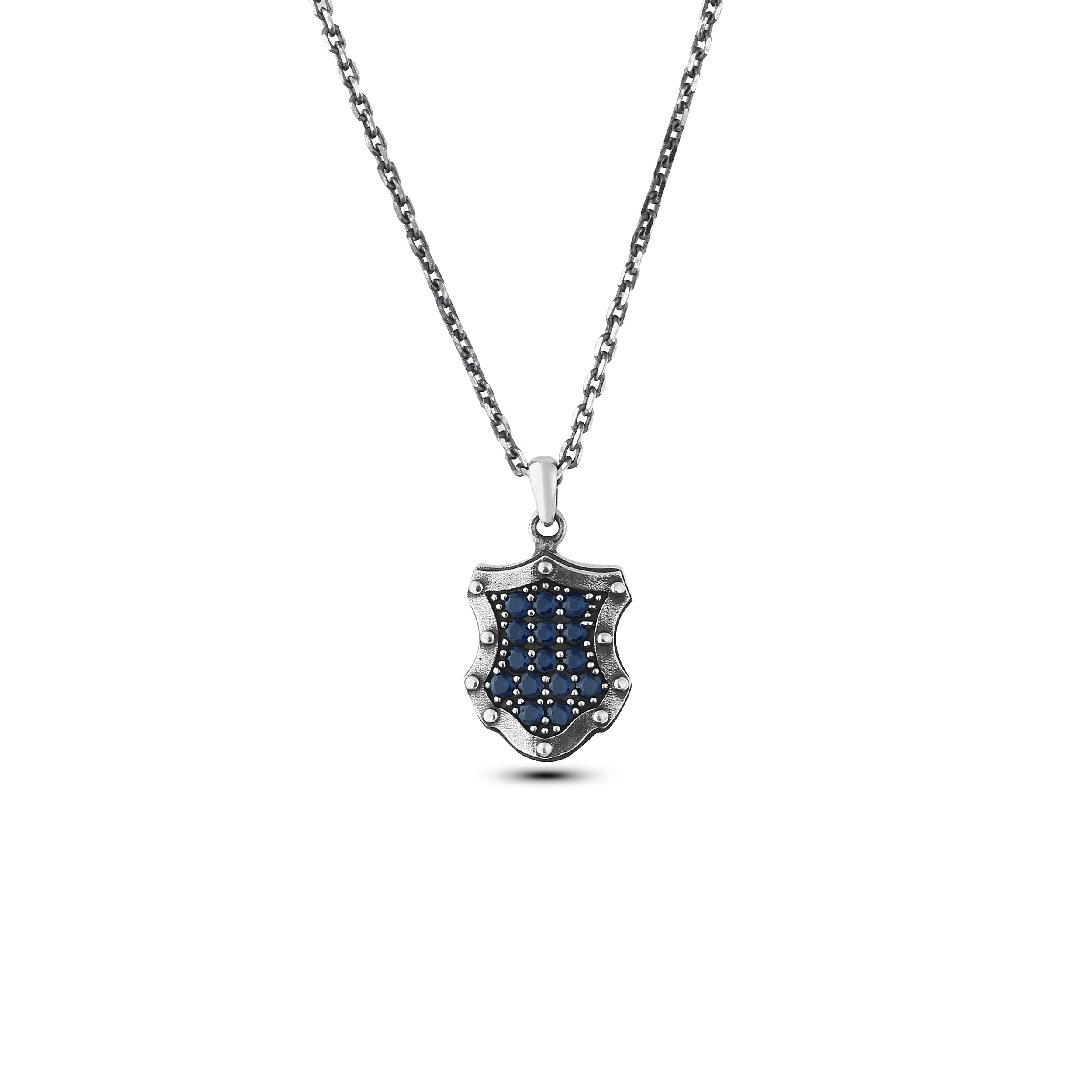 Knight Shield Pave Zircon Necklace in Sterling Silver