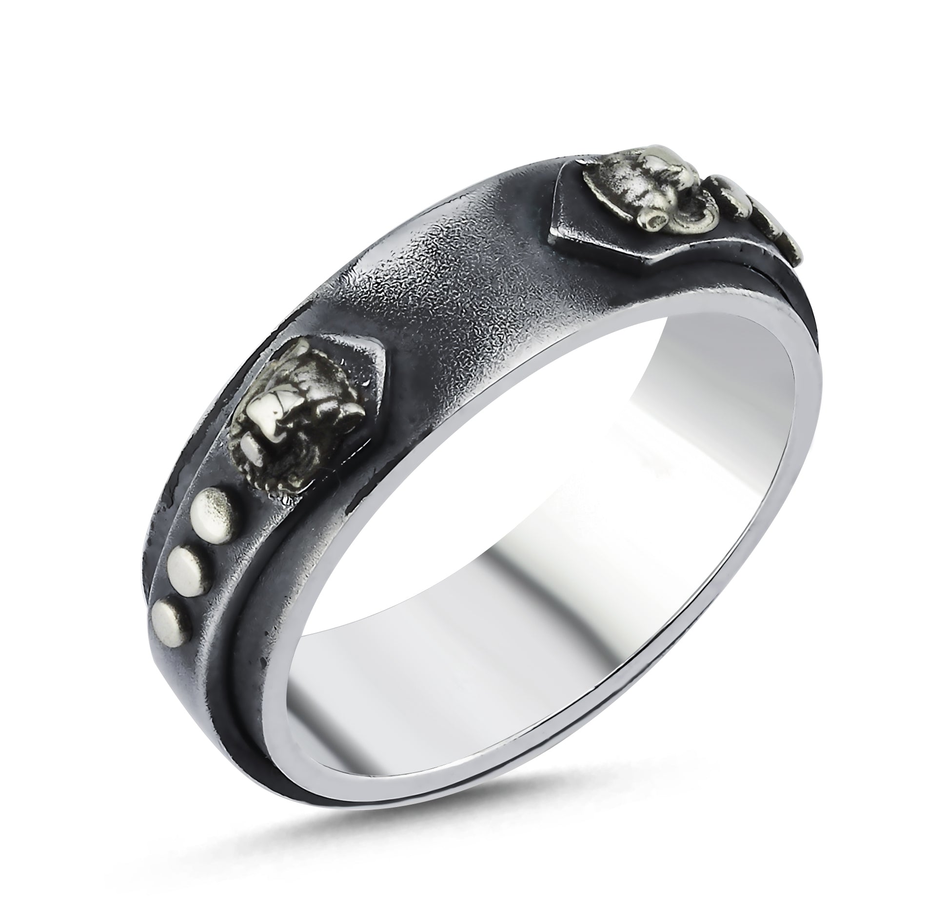 Knight Stud 3D Lion Ring in Sterling Silver