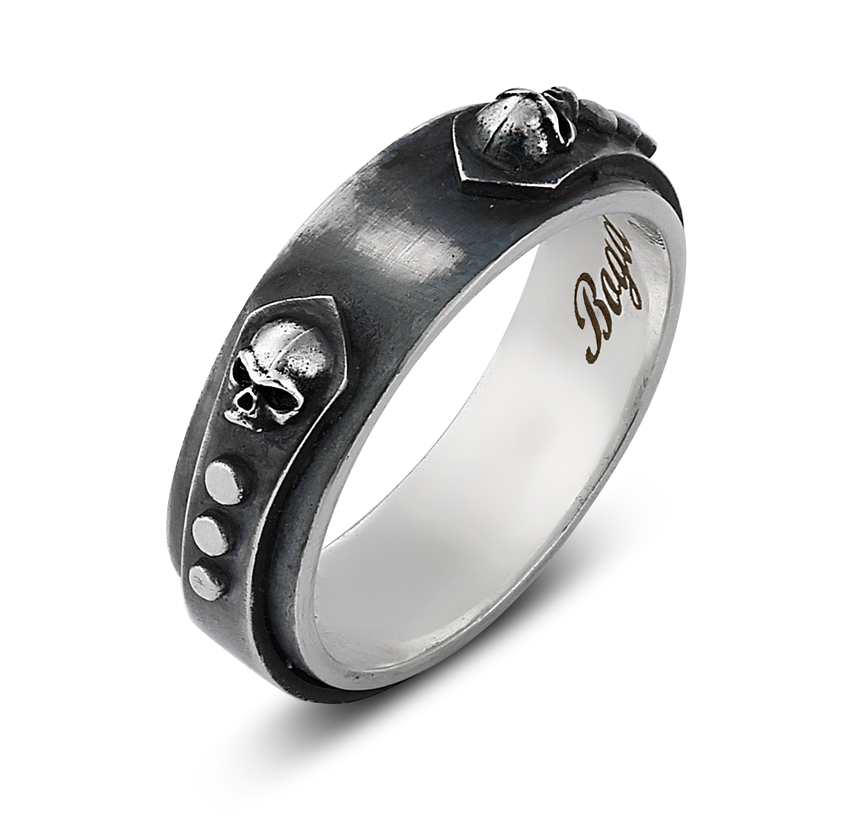 Knight Stud 3D Skull Ring in Sterling Silver