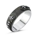 Knight Stud Fleur de Lis Ring in Sterling Silver