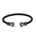 Leather Cuff Odin Bracelet in Sterling Silver