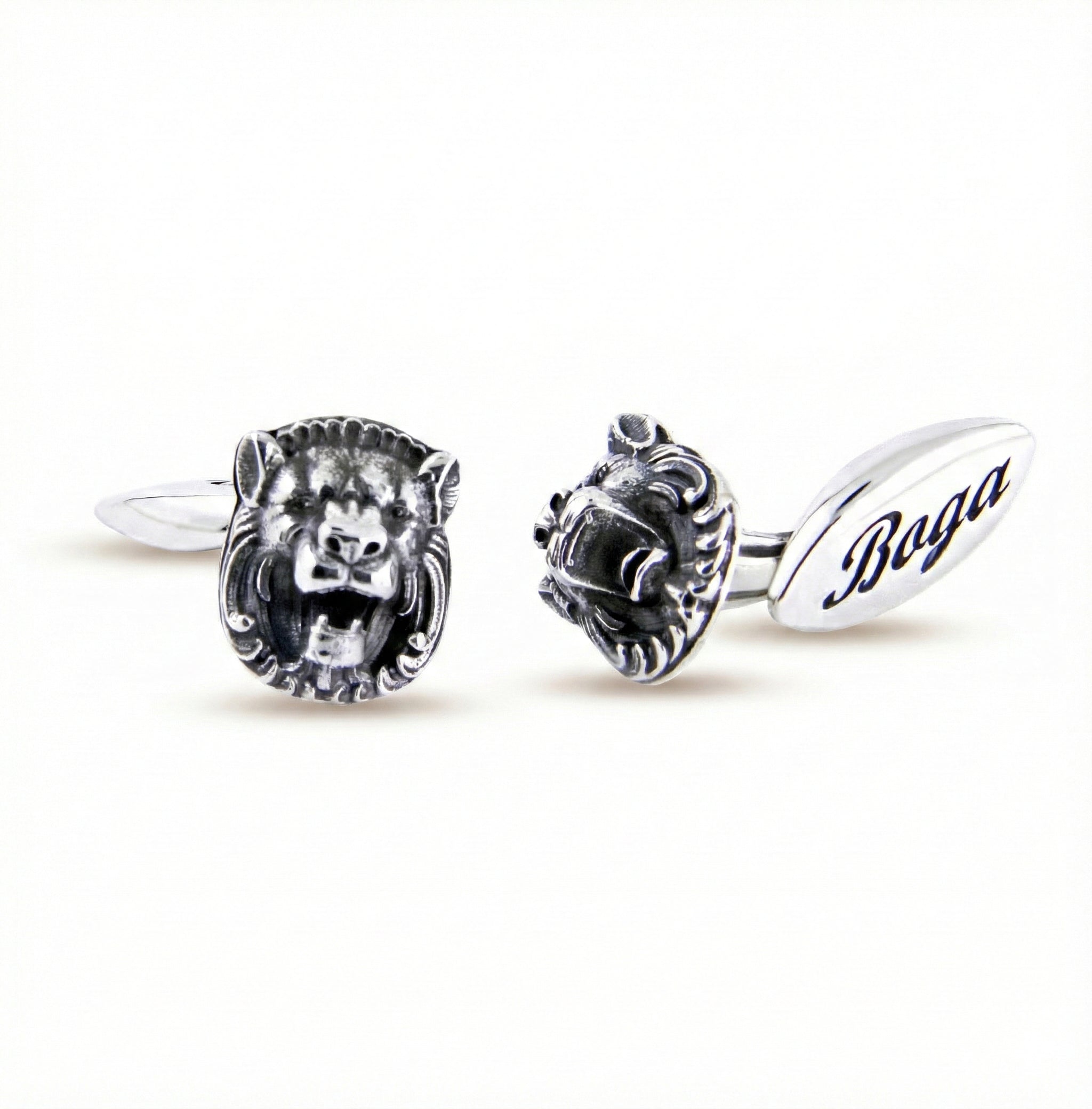 3D Lion Cufflinks in Sterling Silver