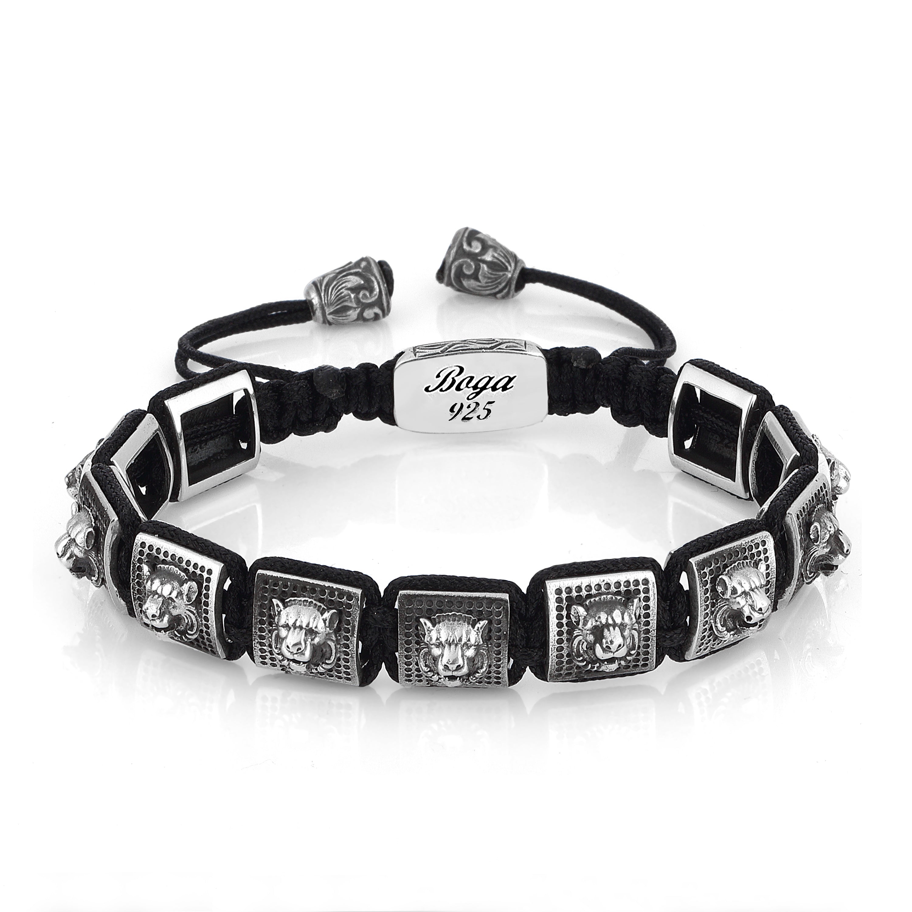 Lion 3D Macrame Bracelet in Sterling Silver