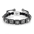 Lion 3D Engraved Macrame Bracelet in Sterling Silver