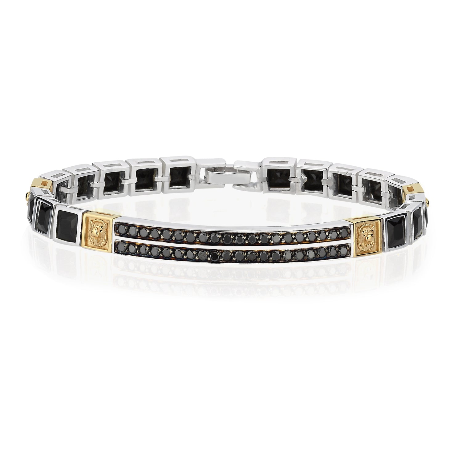 Lion Black Diamond Bridge 14K Sterling Silver in Sterling Silver & 14K Gold