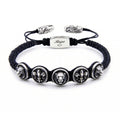 Lion Fleur de Lis Circular Snake Macrame Bracelet in Sterling Silver