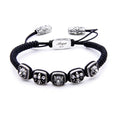 Lion Fleur de Lis Rds Snake Macrame Bracelet in Sterling Silver