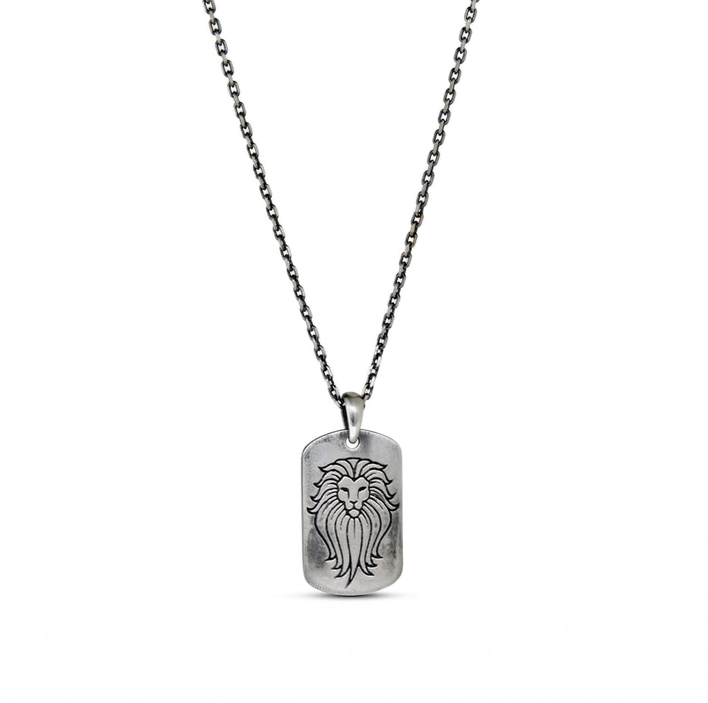 Lion Head Necklace in Sterling Silver