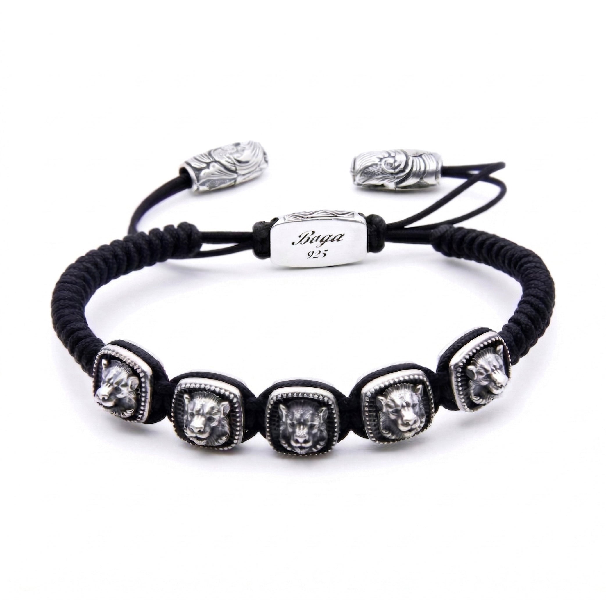 Lion Rds Snake Macrame Bracelet in Sterling Silver