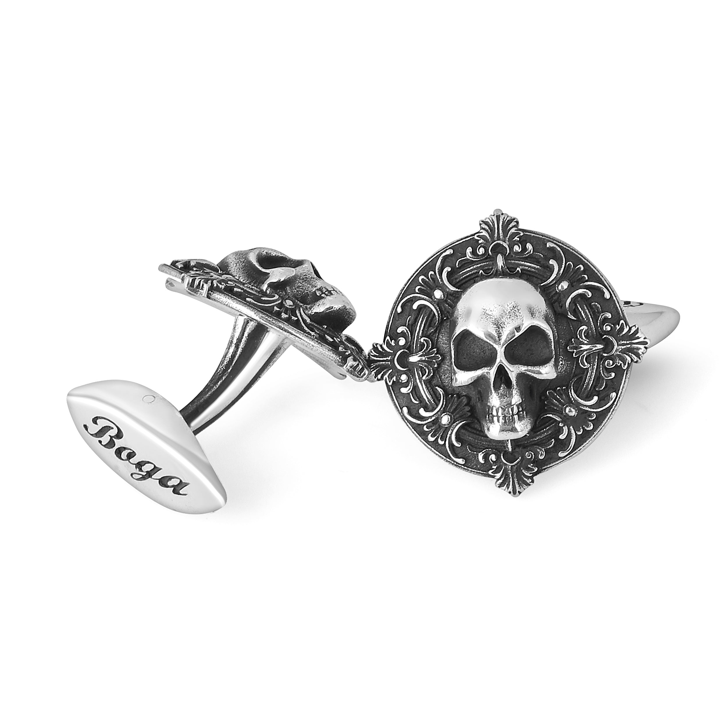 Locket Skull Cufflinks in Sterling Silver