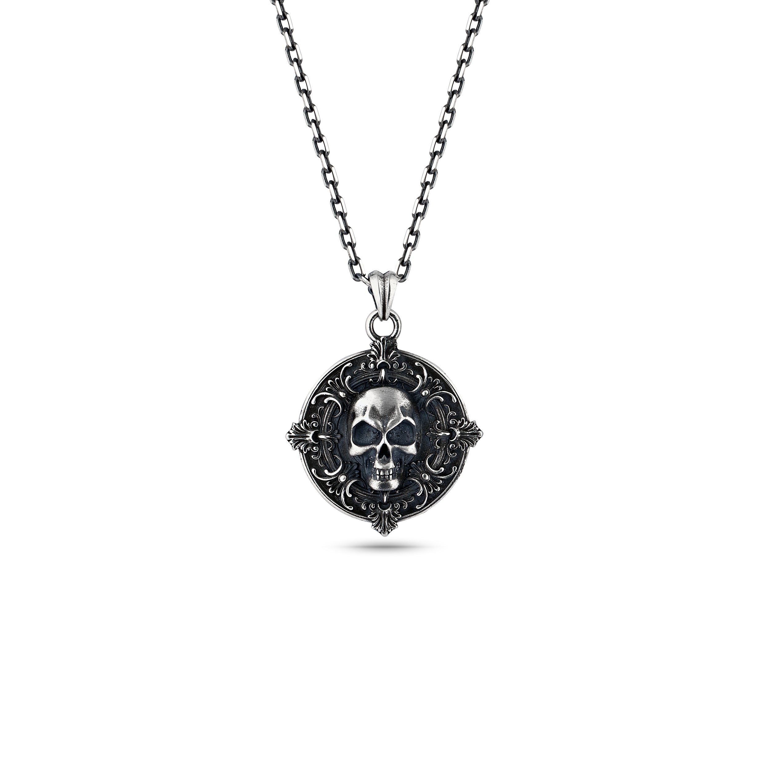 Locket Skull Necklace in Sterling Silver
