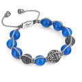 Macrame Engraved G.s Zircon Bracelet in Sterling Silver