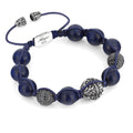 Macrame Engraved G.s Zircon Bracelet in Sterling Silver