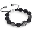Macrame Engraved G.s Zircon Bracelet in Sterling Silver