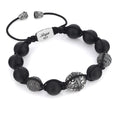 Macrame Engraved G.s Zircon Bracelet in Sterling Silver