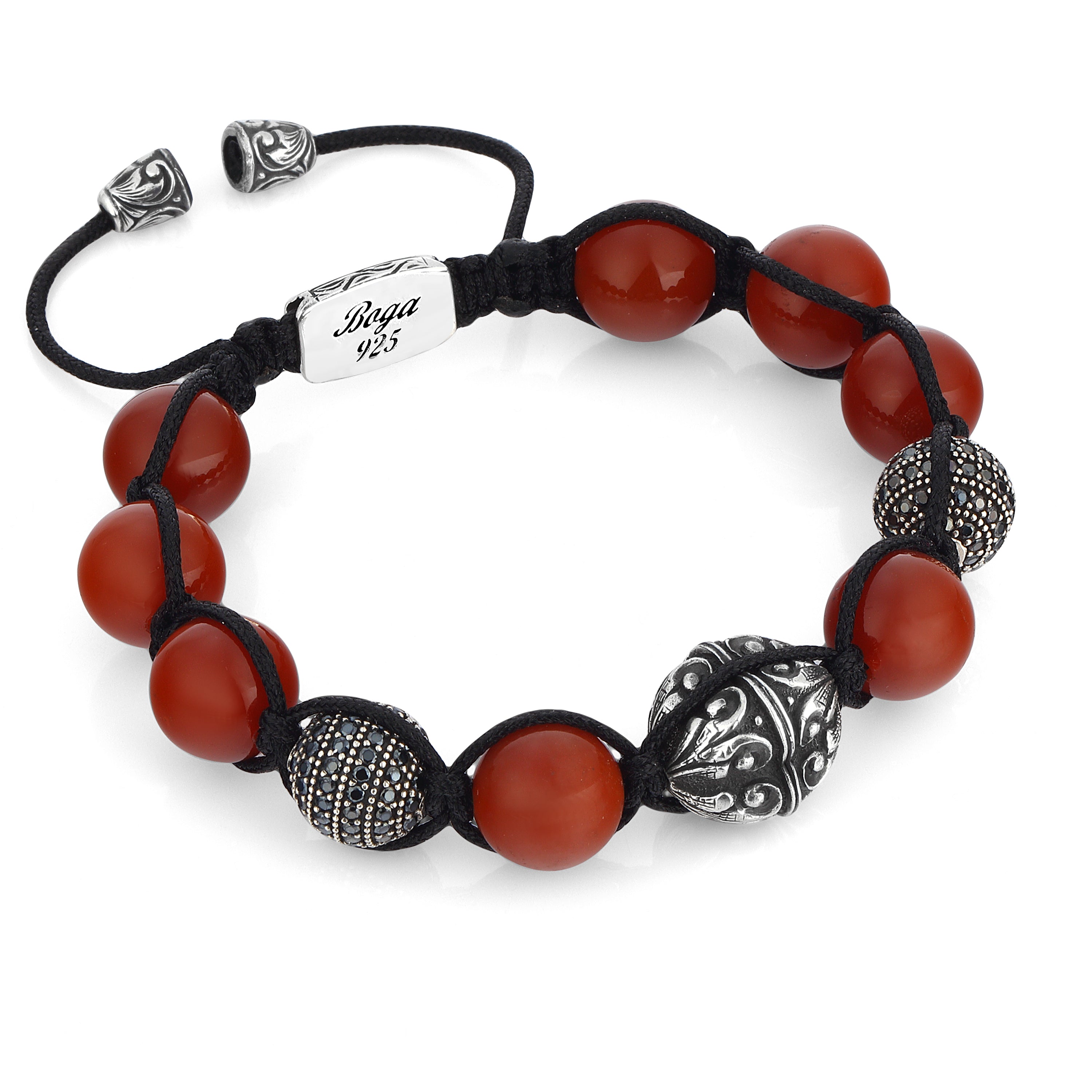 Macrame Engraved G.s Zircon Bracelet in Sterling Silver