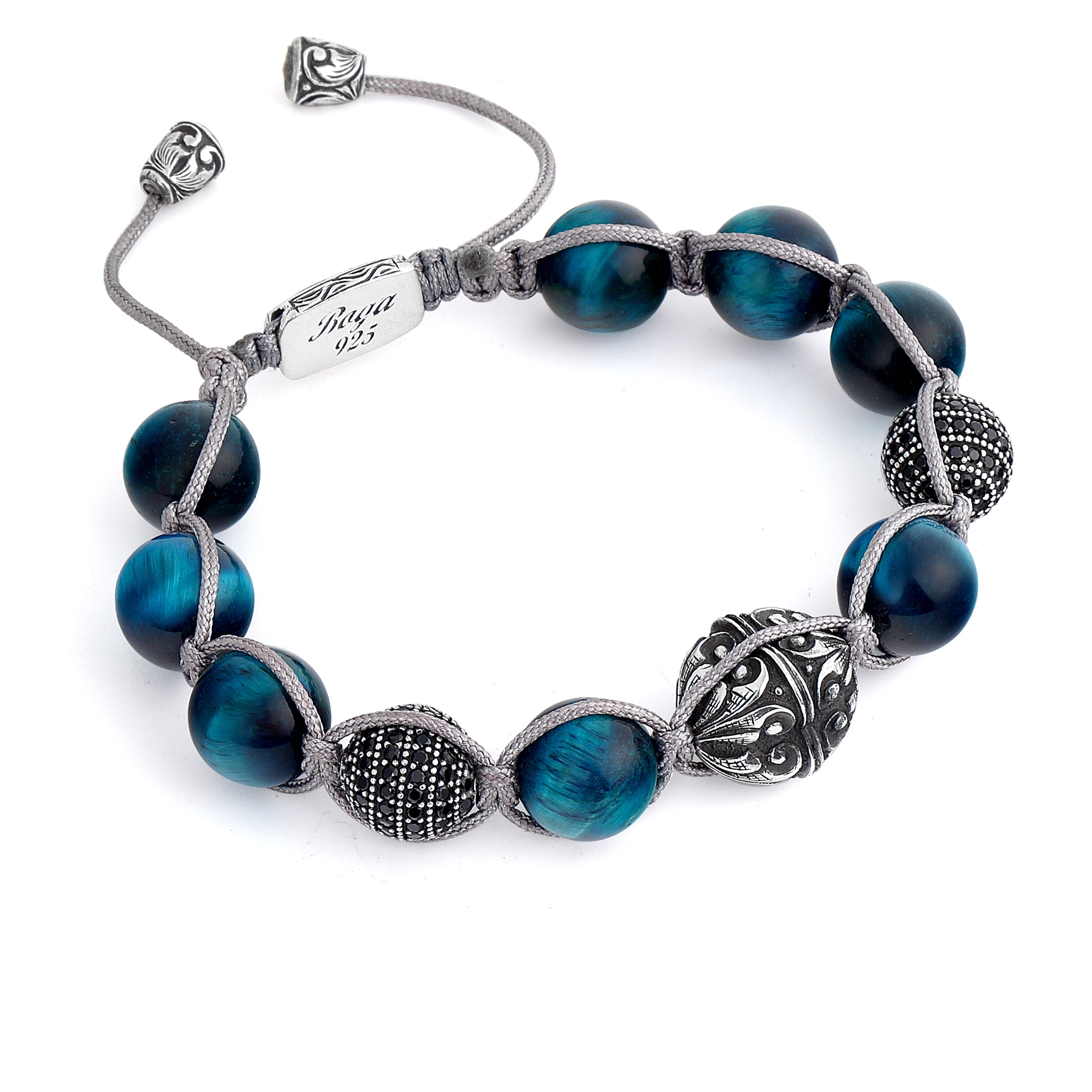 Makrame Engraved G.s Zircon Bracelet in Sterling Silver