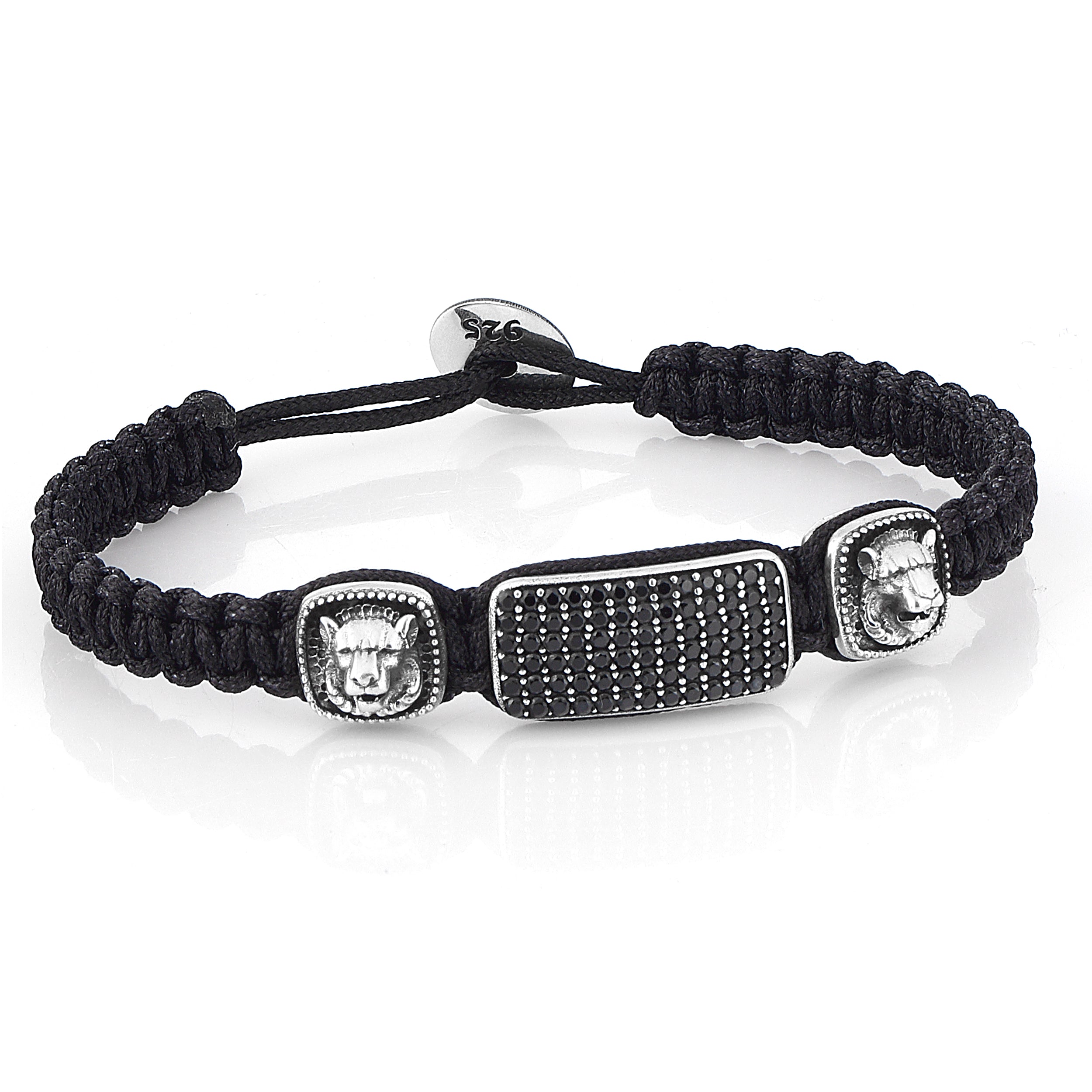 Macrame Lion Zircon Bracelet in Sterling Silver