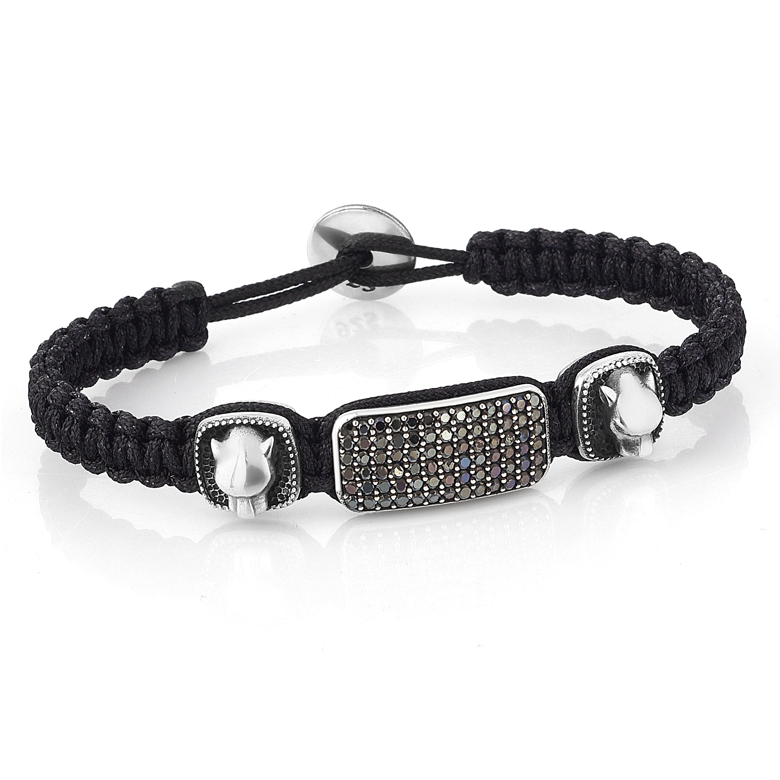 Macrame Pnther Zircon Bracelet in Sterling Silver