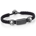 Macrame Skull Zircon Bracelet in Sterling Silver