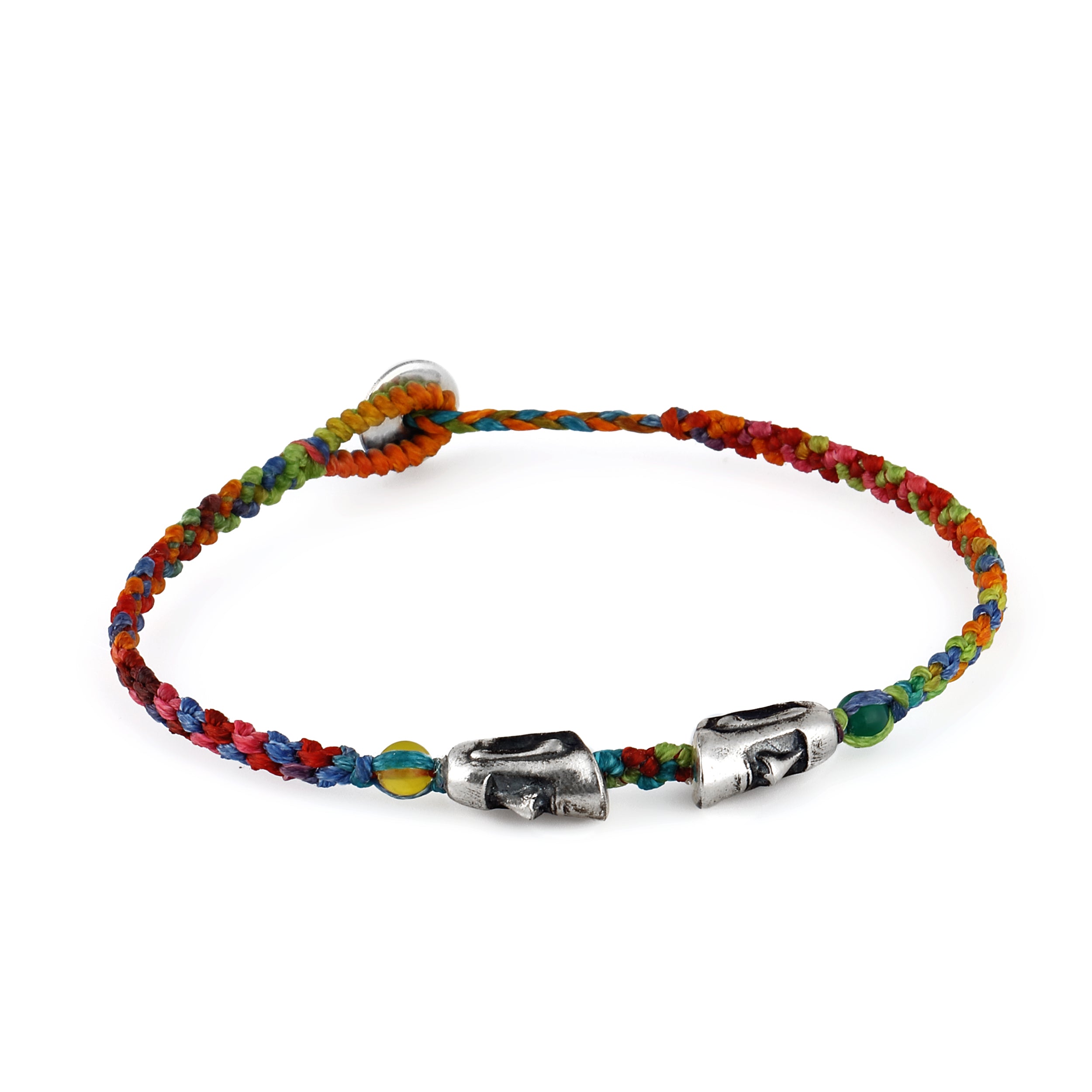 Maoi Gemstone Braided Wax Bracelet in Sterling Silver