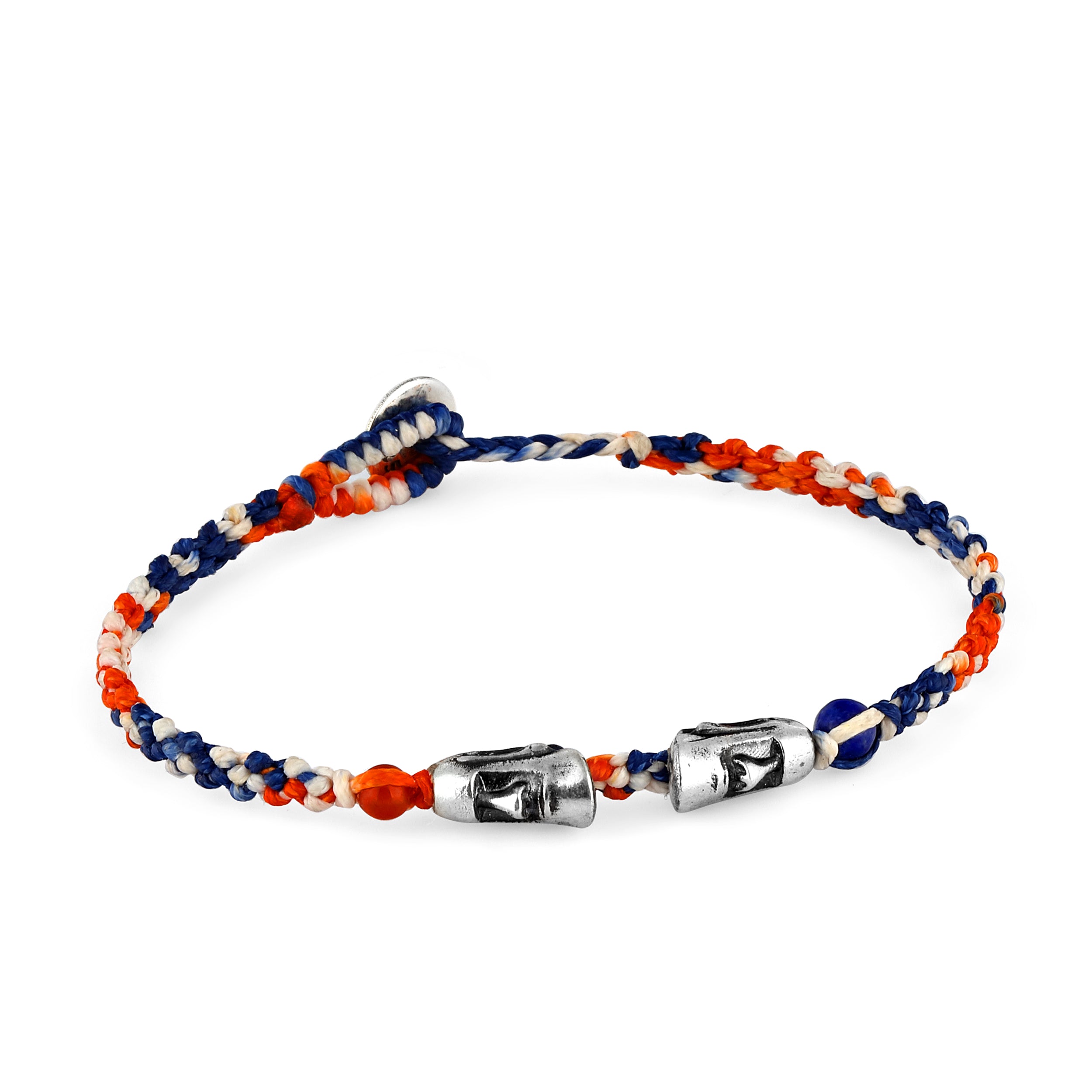 Maoi Gemstone Braided Wax Bracelet in Sterling Silver